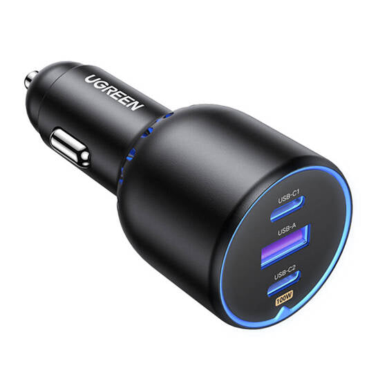 شاحن سيارة Ugreen CD293 بثلاثة منافذ USB-A و2xUSB-C PD 130 وات - أسود