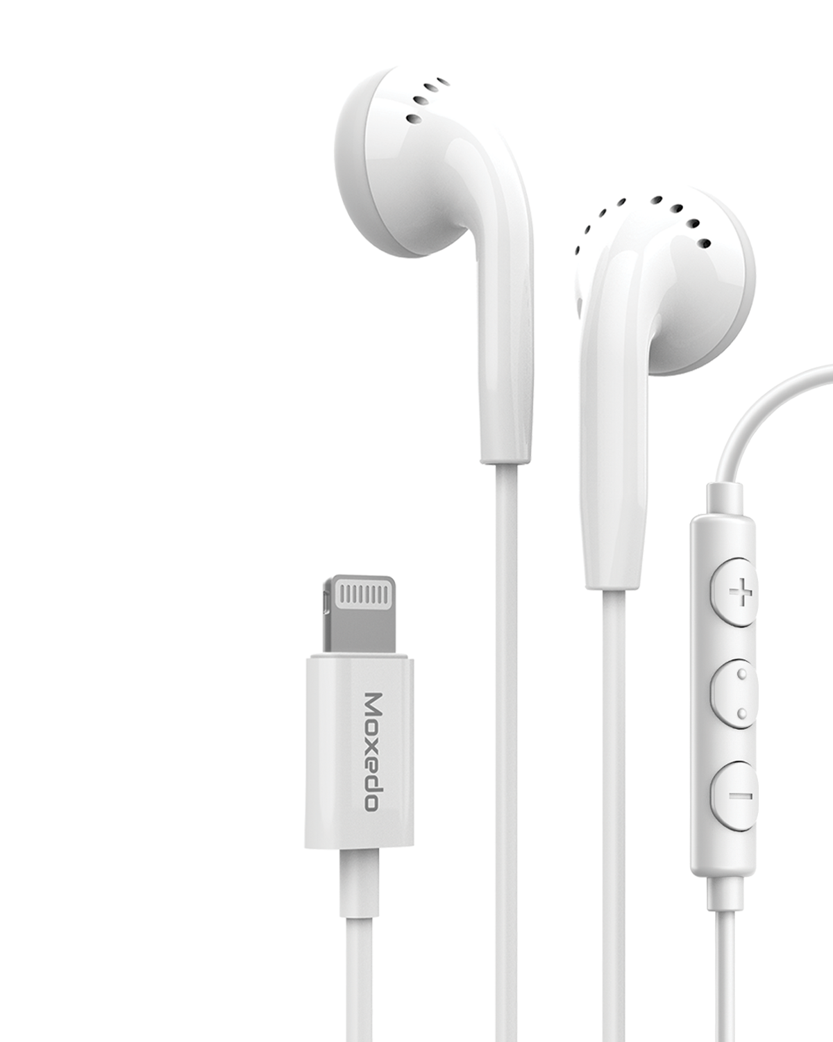 Moxedo Wired Stereo Earphones Lightning Connector Earphone with In-Line Remote, Built-in Microphone Compatible for iPhone 14/13/12/11 Pro Max/X/XS Max/XR (White)