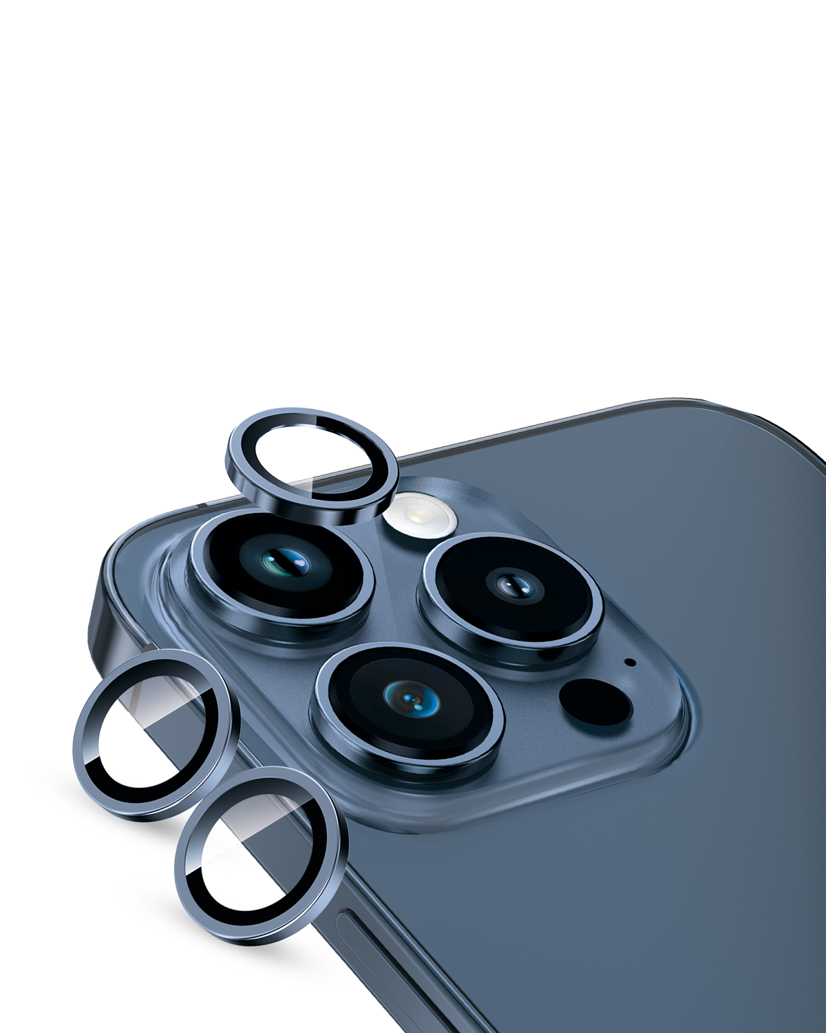 Moxedo Camera Lens Protector Aliminum Alloy with Easy Installation Tool Compatible for iPhone 15 Pro 6.1 inches/iPhone 15 Pro Max 6.7 inches (Deep Blue)