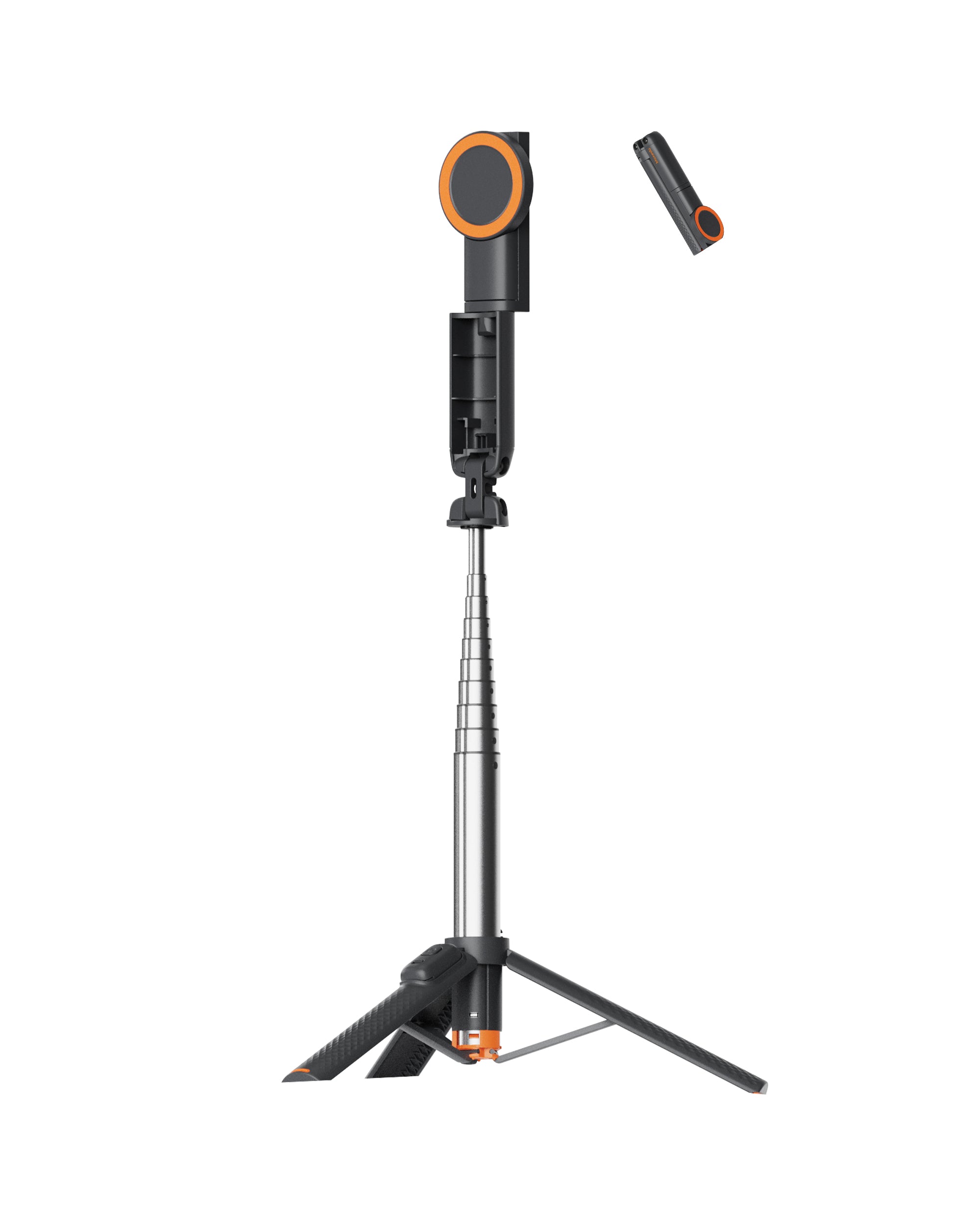 Moxedo Stablix Magnetic Phone Tripod Stand with Built-in Remote Shutter 100cm Extendable Pole 360° Double Axes Rotatable and Foldable Compatible with iPhone and Android