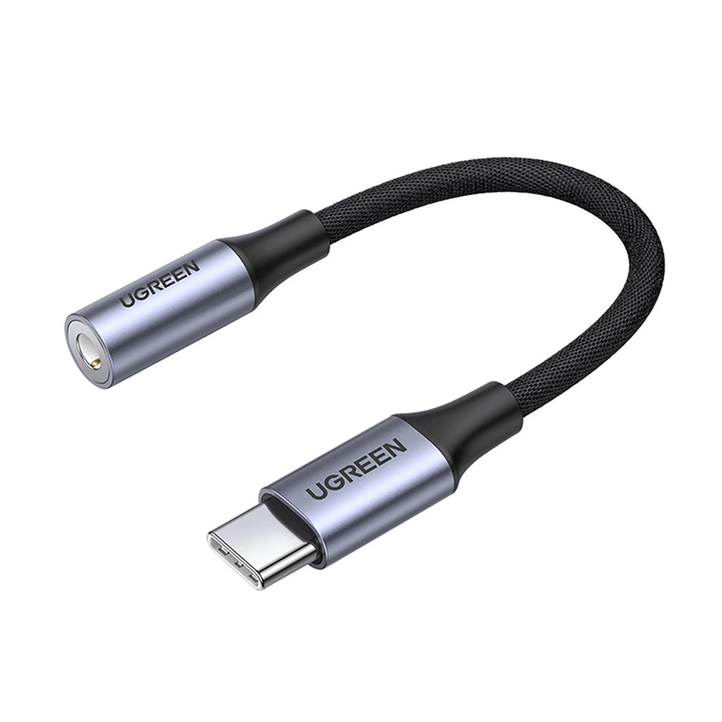 محول Ugreen AV161 لمقبس سماعة الرأس الصغير 3.5 ملم (أنثى) / USB-C (ذكر) 10 سم - رمادي