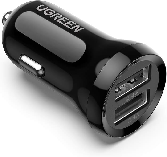 UGREEN Car Charger Fast Charging 24w Mini Car Phone Charger 4.8A Dual USB Car Charge Plug Adapter