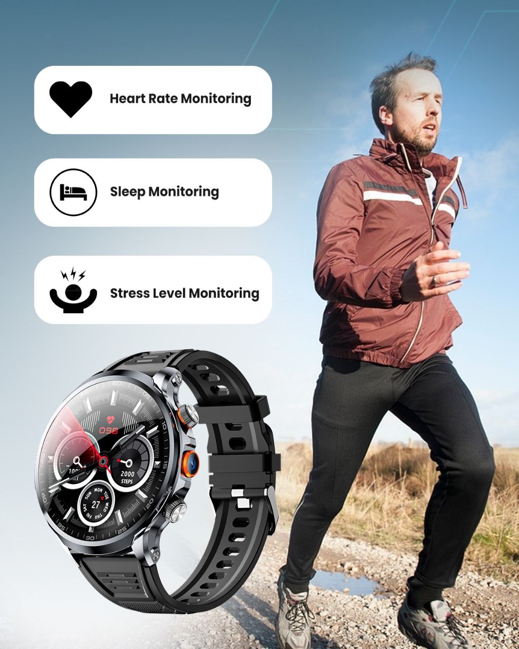 Moxedo Nitro+ 4G Smartwatch - 1.85” Display, GPS & Side Camera