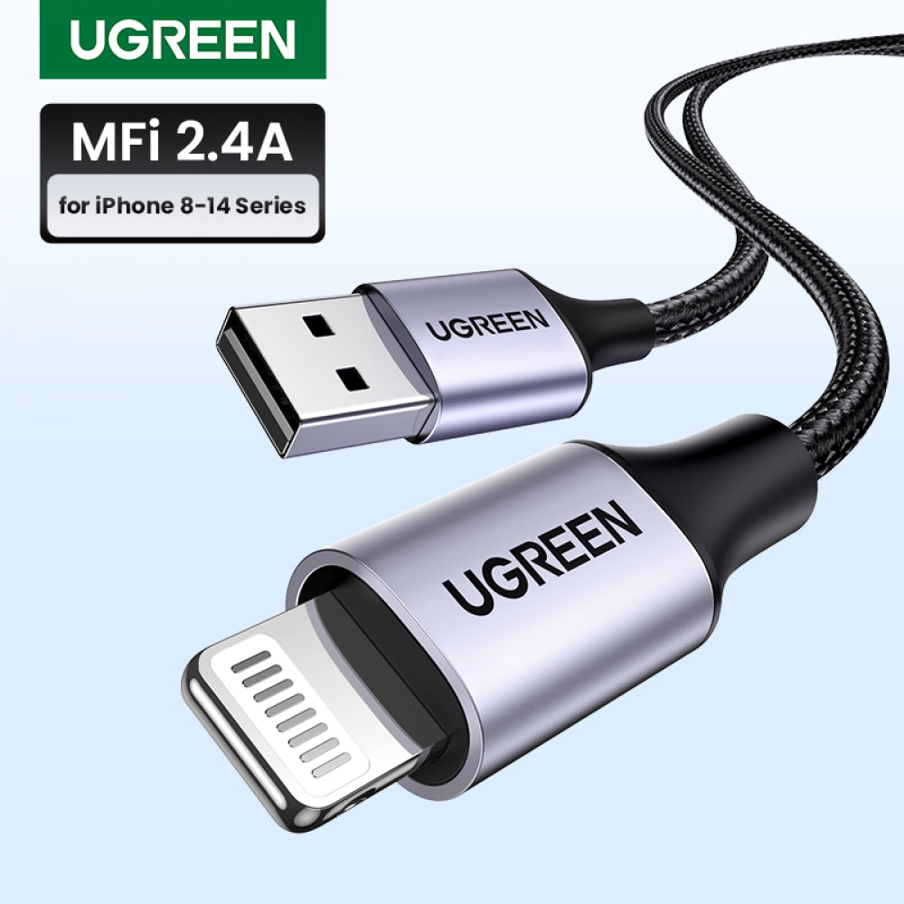 UGREEN USB-A to Lightning Cable (2m, Braided) - Black