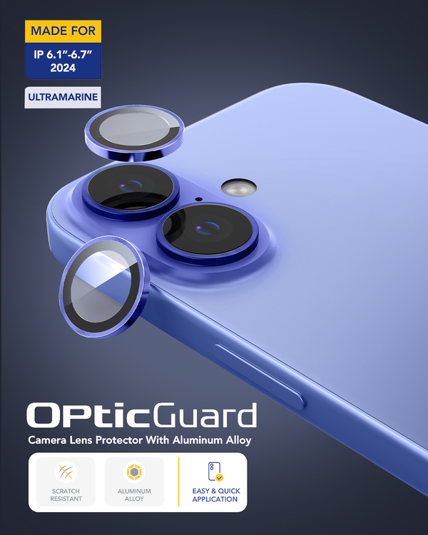 Remson Optic Guard Camera Lens Protector Scratch Resistant Individual Lens Protector with Aluminum Alloy Ring Compatible for iPhone 16 6.1 inch/iPhone 16 Plus 6.7 inch 2024 (Ultramarine)