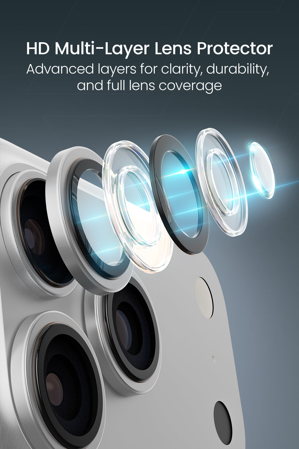 Moxedo Camera Lens Protector for iPhone 17 Pro 6.3”/ iPhone 17 Pro Max 6.9” 9H Tempered Glass Aluminum Alloy Individual Ring Camera Lens Cover Protector with Easy Installation Tool– Silver