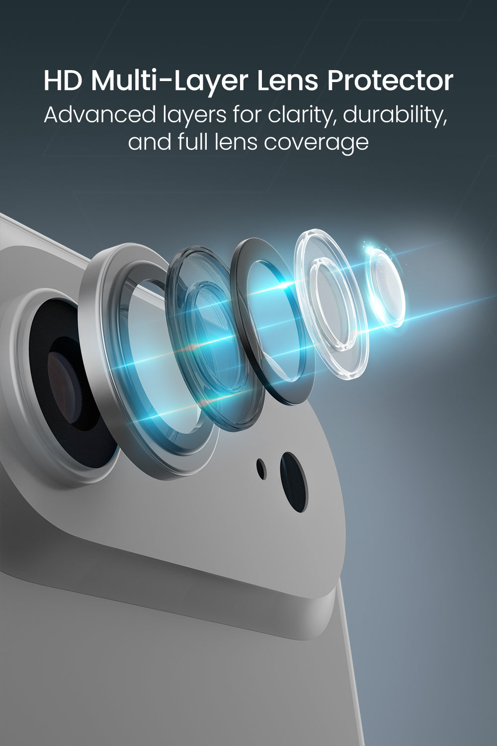 Moxedo Camera Lens Protector for iPhone 17 Air 6.5” 2025 9H Tempered Glass Aluminum Alloy Individual Ring Camera Lens Cover Protector with Easy Installation Tool – Silver