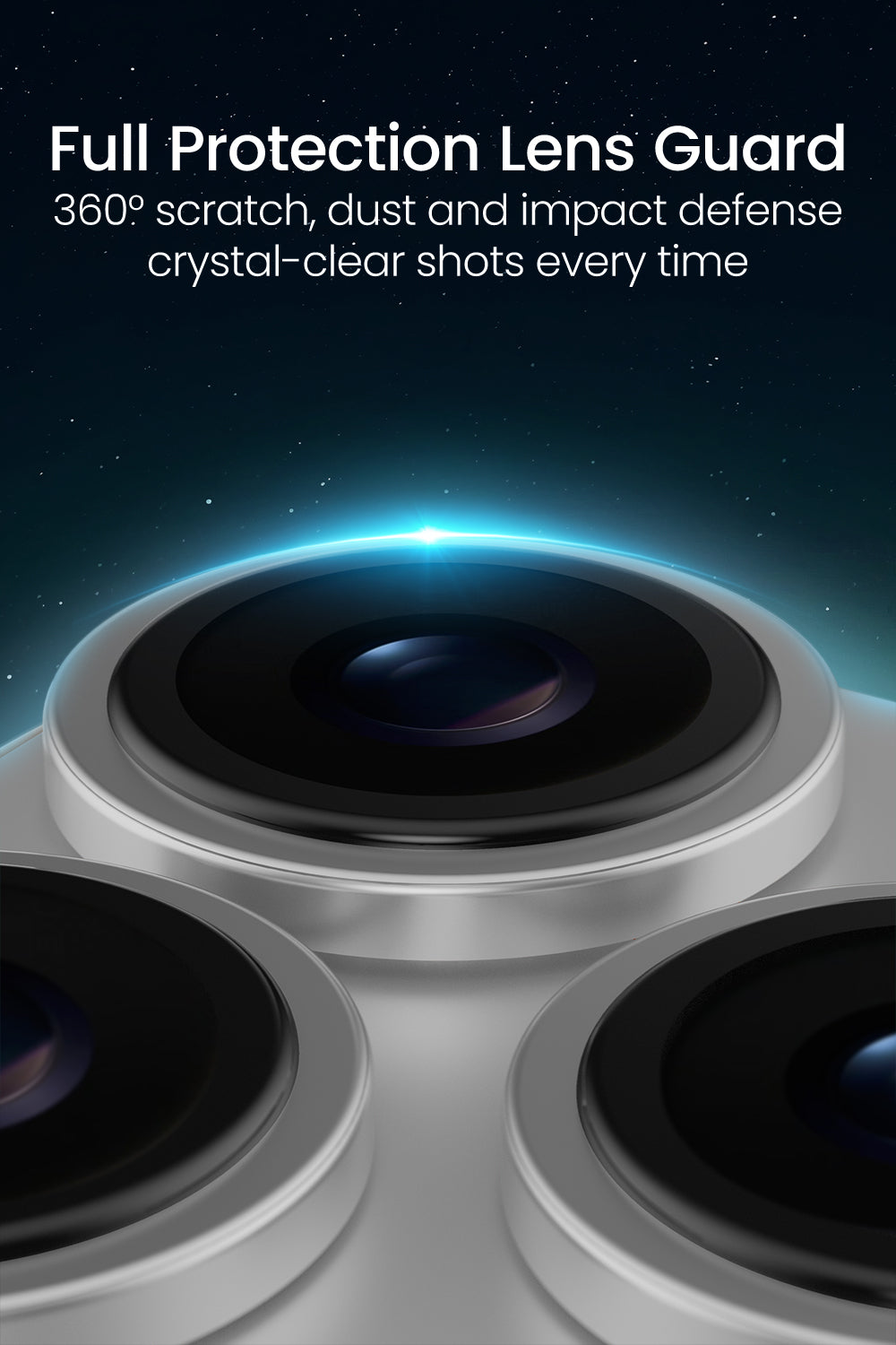 Moxedo Camera Lens Protector for iPhone 17 Pro 6.3”/ iPhone 17 Pro Max 6.9” 9H Tempered Glass Aluminum Alloy Individual Ring Camera Lens Cover Protector with Easy Installation Tool– Silver