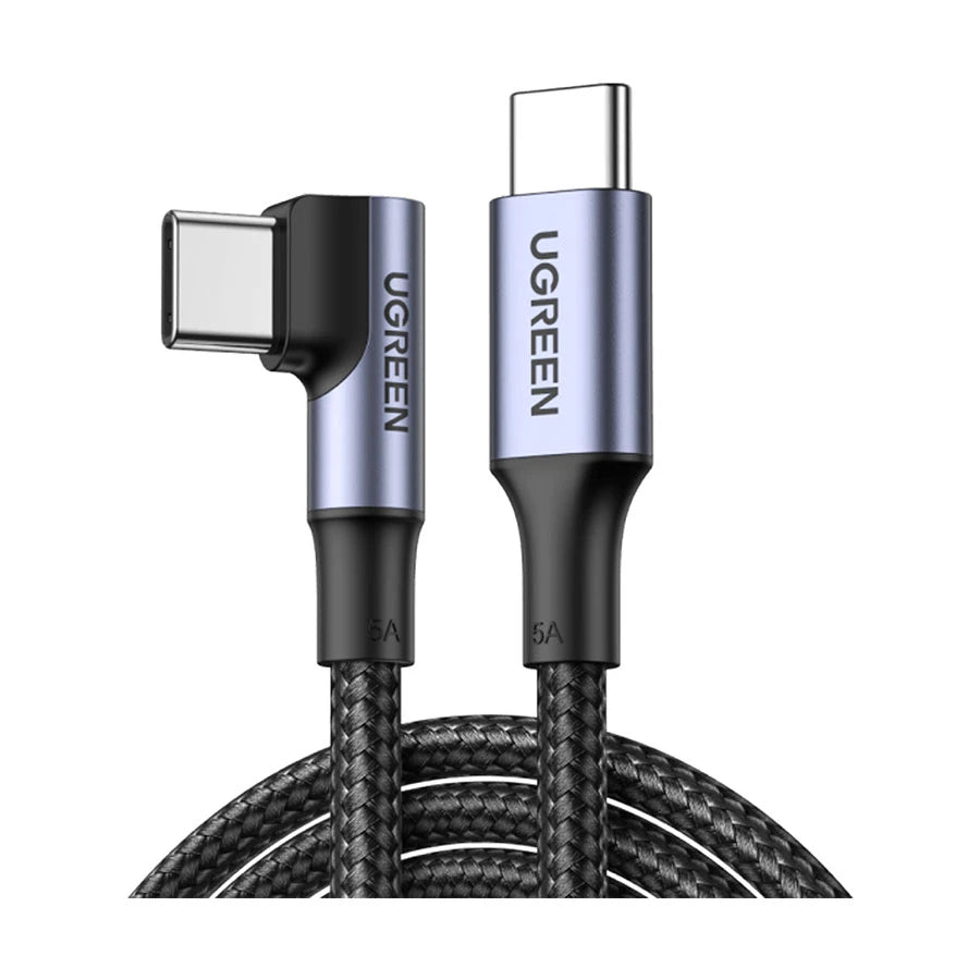 UGREEN USB-C to Angled USB-C Cable (1m, Braided) - Black
