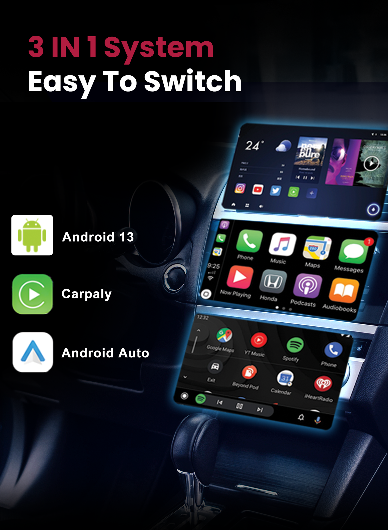 Moxedo Plug and Play Car Play AI Smart Box 4K HDMI Port Wireless CarPlay and Android Auto Adapter Compatible with iOS and Android Devices