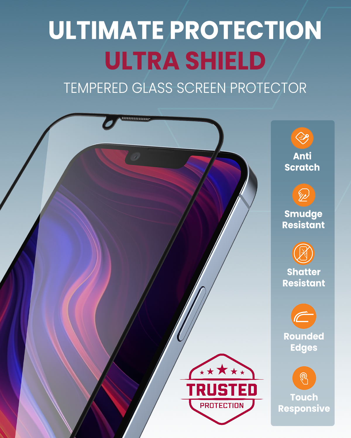 Moxedo Ultra Shield Tempered Glass Screen Protector HD Clear 9H Hardness Full Coverage with Auto-Align Easy Applicator for iPhone 13 Pro Max 6.7 inch