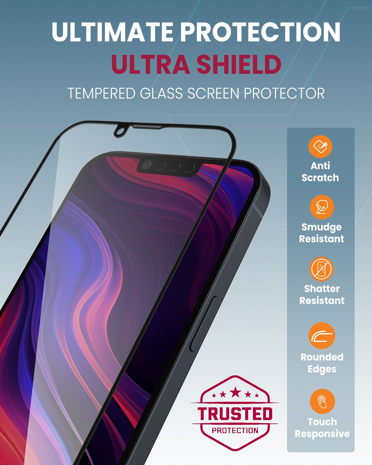 Moxedo Ultra Shield Tempered Glass Screen Protector HD Clear 9H Hardness Full Coverage with Auto-Align Easy Applicator for iPhone 14 6.1 inch