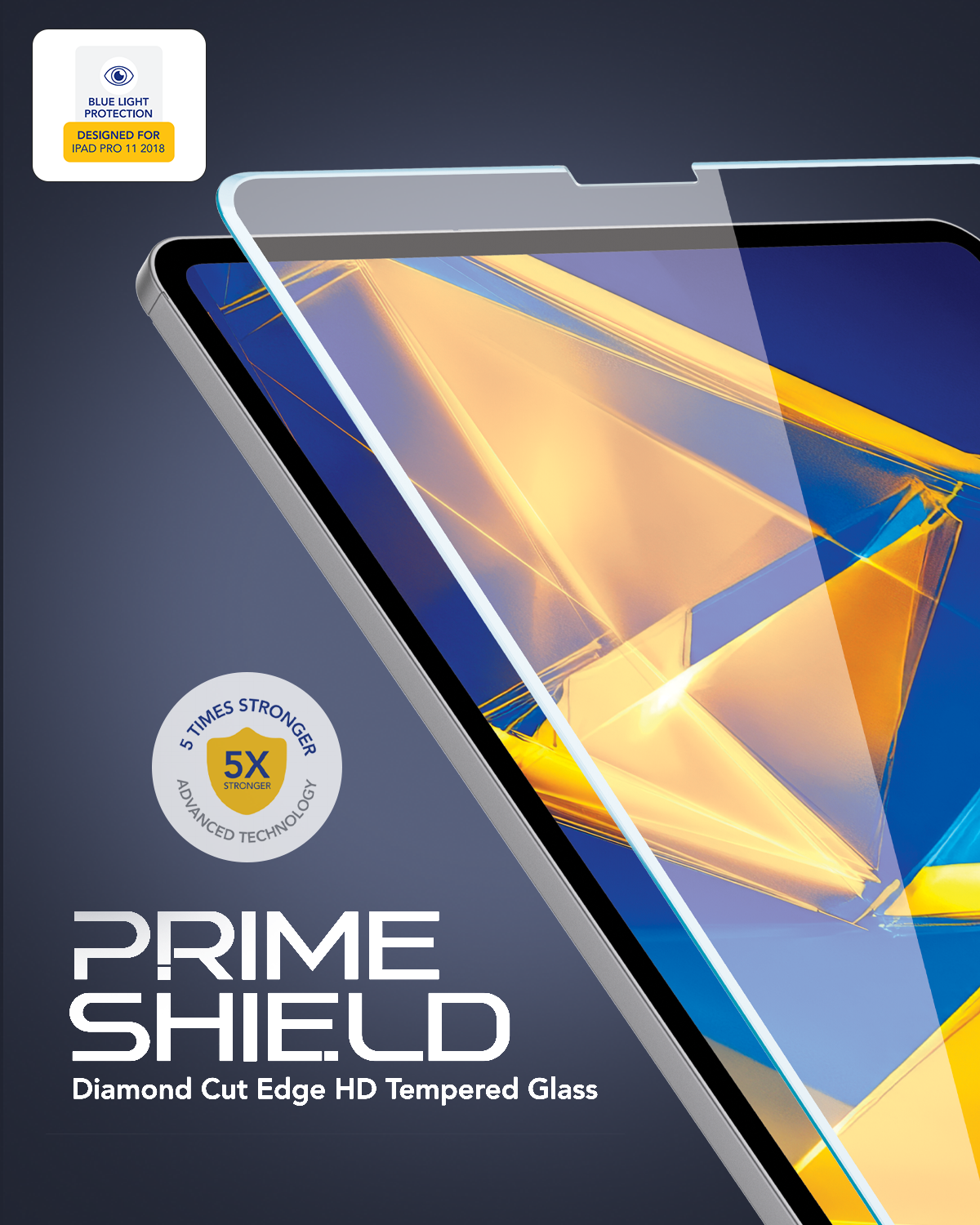 Remson Prime Shield Diamond Cut Edge Anti-Blue Tempered Glass Scratch Resistant 5x Stronger with Easy Installation Tool Kit Designed for iPad Pro 11 2018