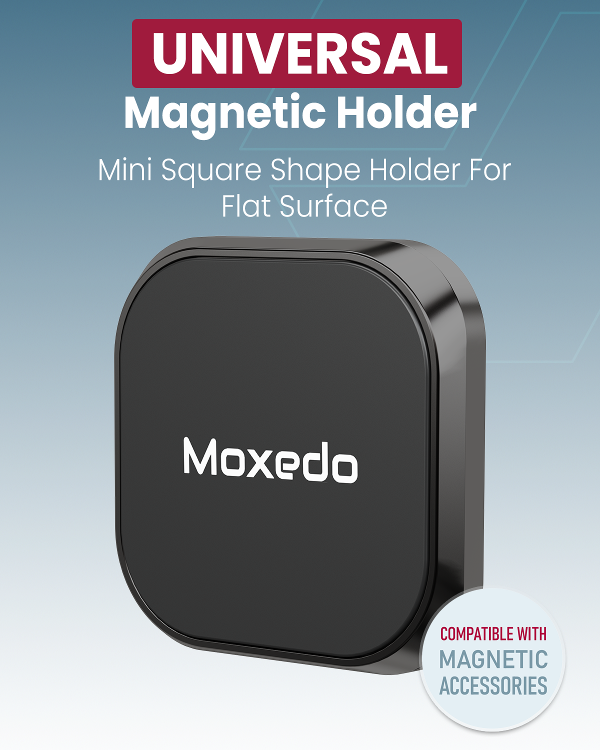 Moxedo Mini Square Magnetic Holder for Flat Surfaces – Strong & Versatile