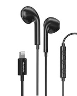 Moxedo Wired Stereo Lightning Earphone with In-Line Remote, Built-in Microphone Compatible for iPhone 14/13/12/11 Pro Max/X/XS Max/XR (Black)